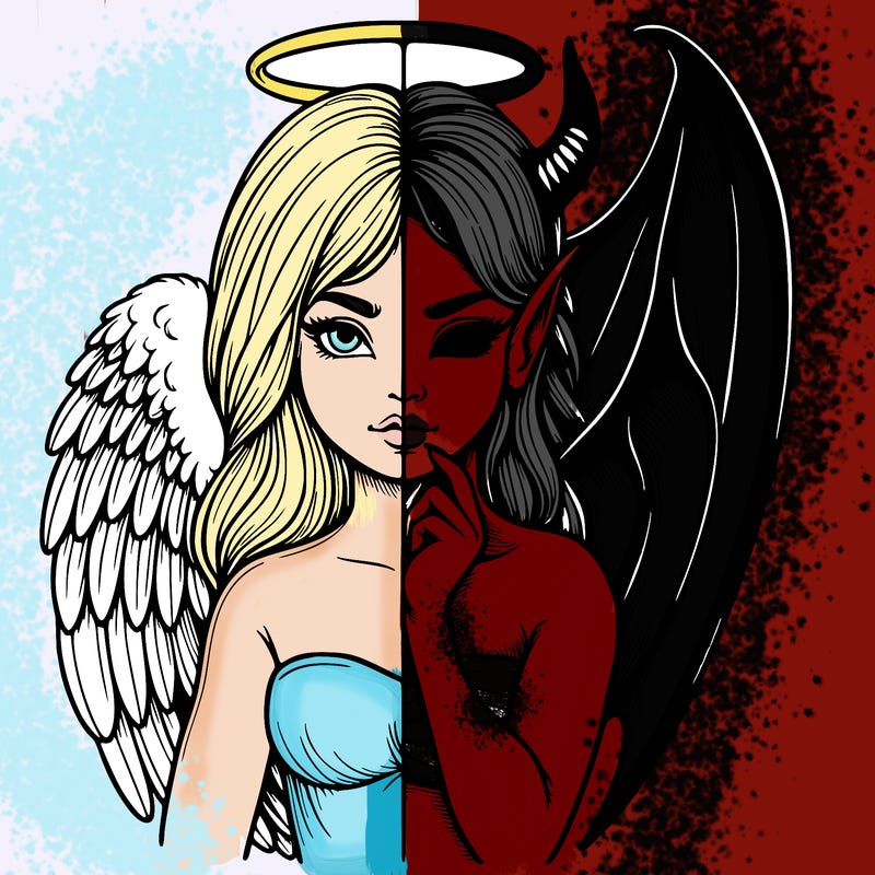 realistic angel half demon