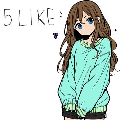 manga teen girl  in a sweater and baggy pants