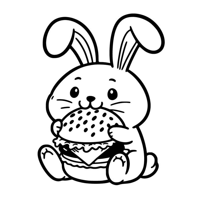 rabbit eating a cheeseburger