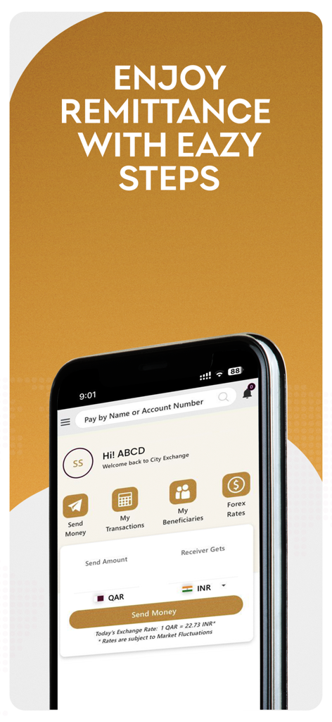 City Exchange Remit Online - City Exchange Remit Online app interface displaying currency exchange rates and transfer options