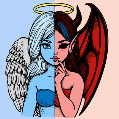 realistic angel half demon