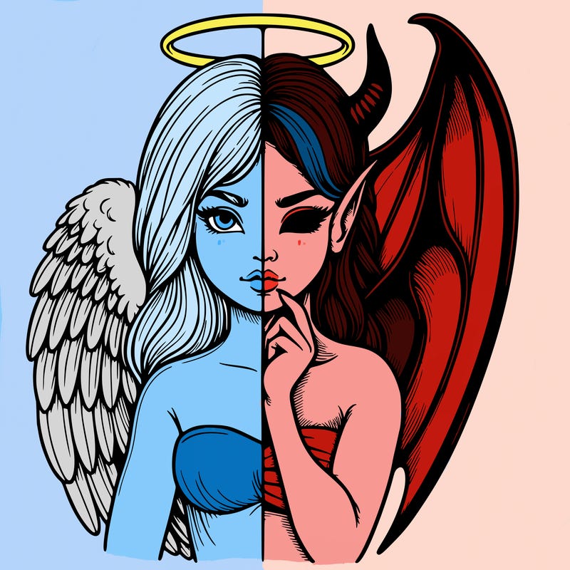 realistic angel half demon