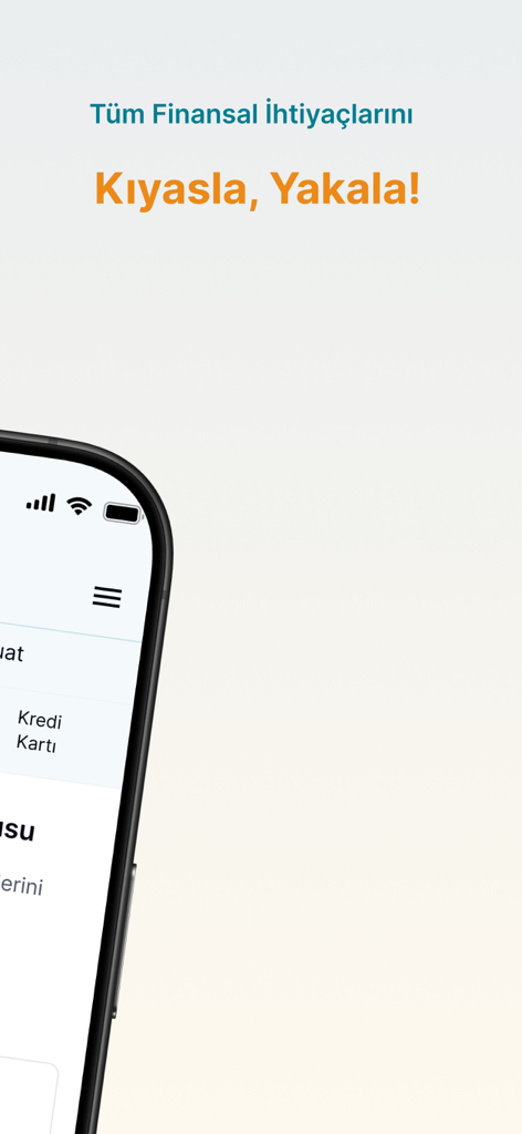 Hesapkurdu - Kıyasla, Yakala! - Hesapkurdu app screen displaying Turkish text that translates to compare and catch all your financial needs