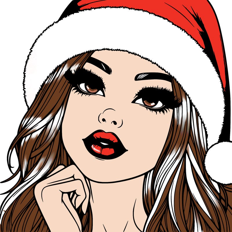 realistic christmas girl with lips