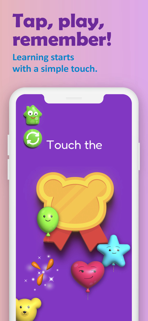 123 Fun FLASHCARDS Games - Interactive educational game screen for toddlers with colorful animated shapes and a gold medal reward.
