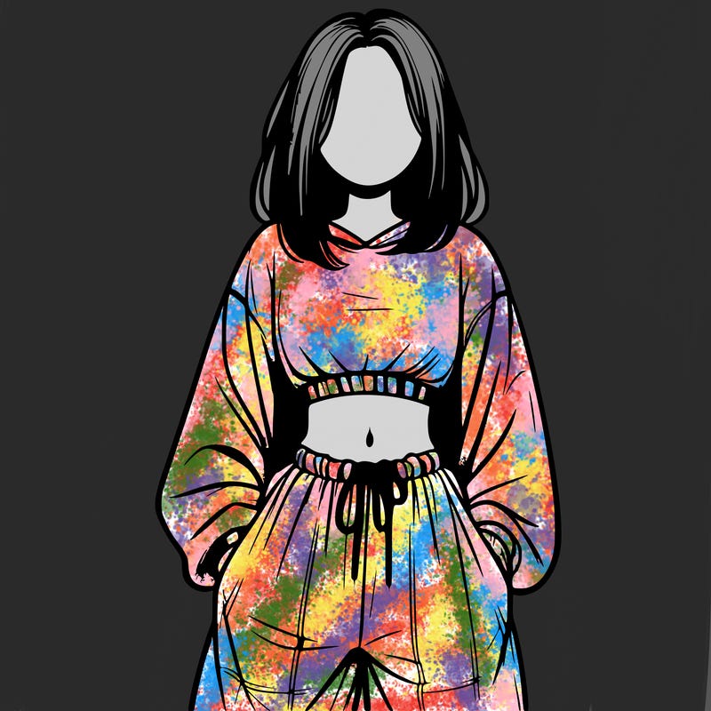 realistic girl faceless with baggy pants and a crop top