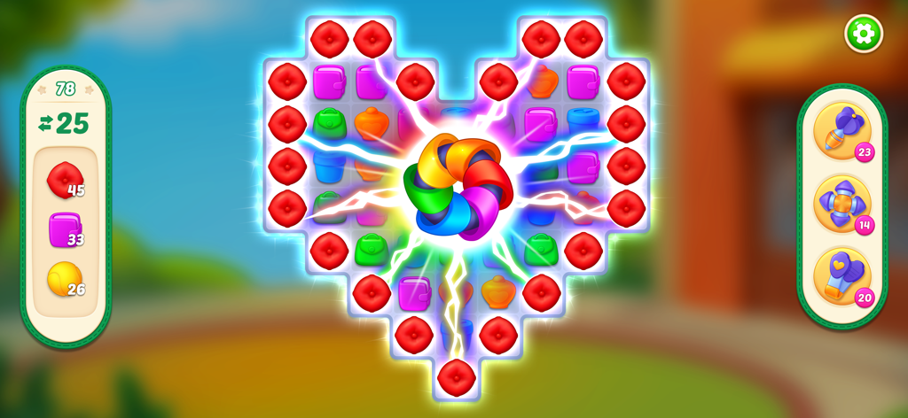 Makeover Master - Home Design - Heart shaped match 3 puzzle board in Makeover Master Home Design