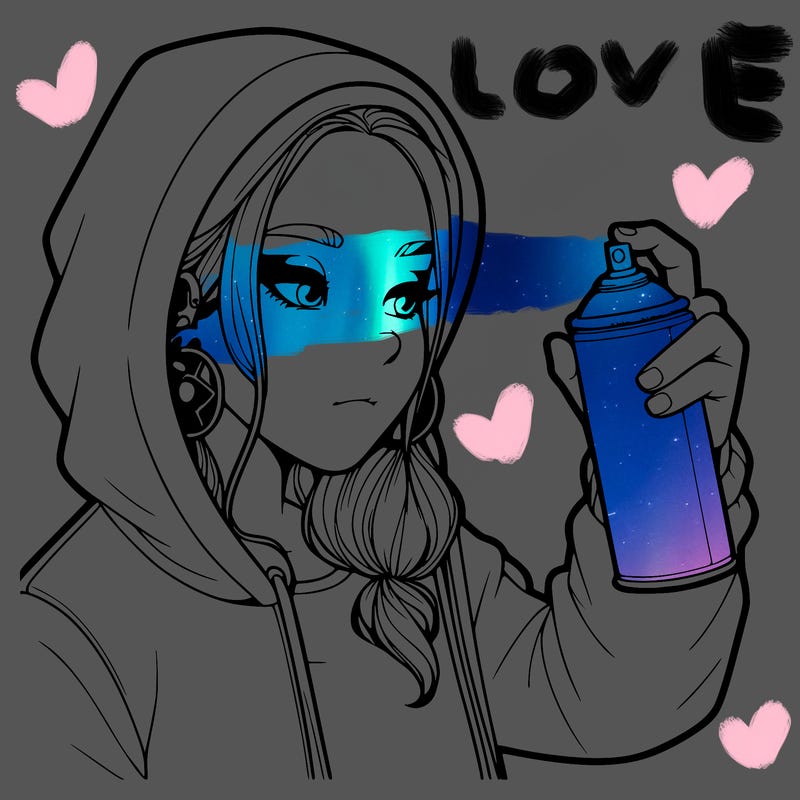 a realistic girl, spray painting