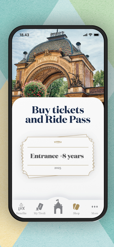 Tivoli Gardens - Tivoli Gardens mobile app screen for purchasing entrance tickets and ride passes.