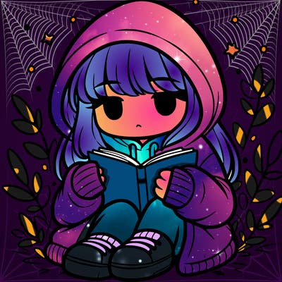 girl in oversized hoodie reading a book