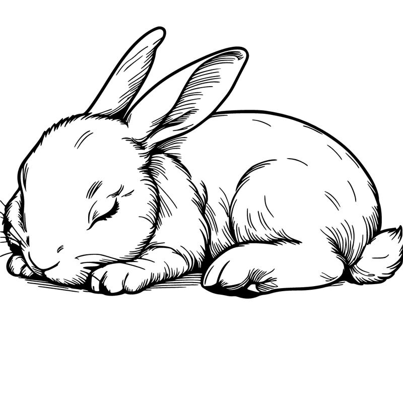 a realistic beautiful sleeping rabbit