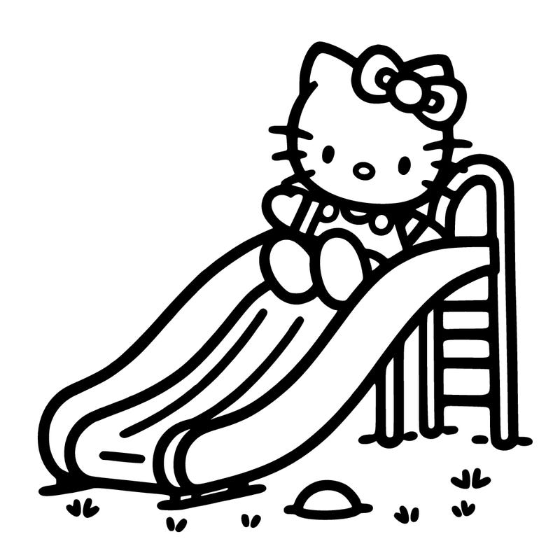 hello kitty going down a slide