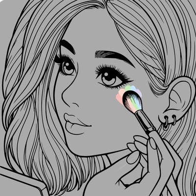 a realistic girl doing her makeup