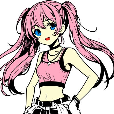 anime girl wearing crop top
