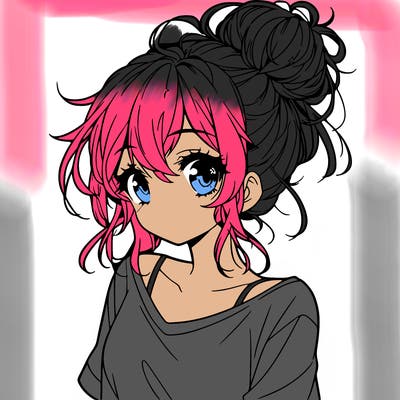 a beautiful anime girl with a messy bun