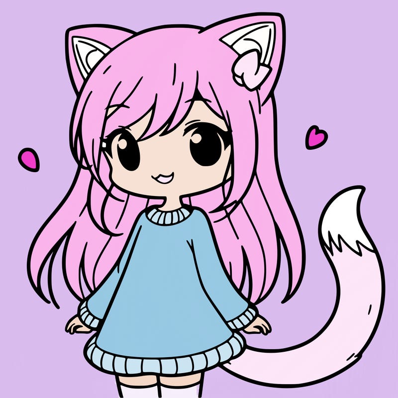 girl with cat ears and tail