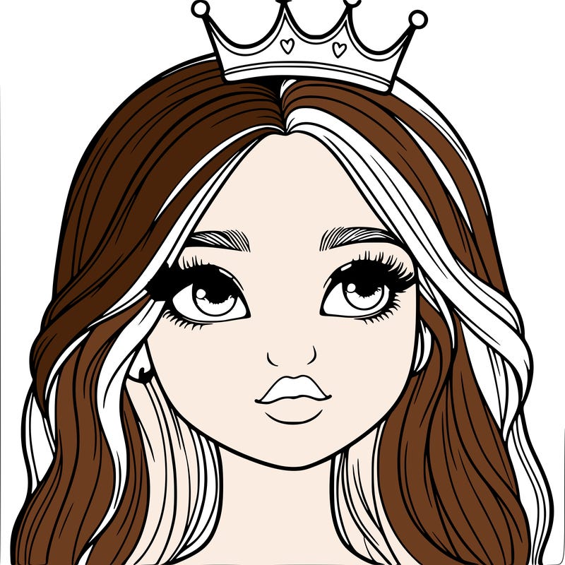 a realistic girl with a crown on