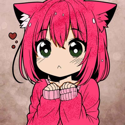 shy anime catgirl