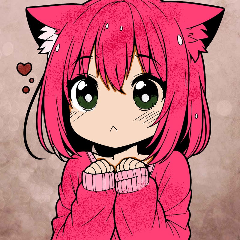 shy anime catgirl