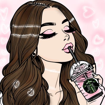 realistic girl drinking starbucks