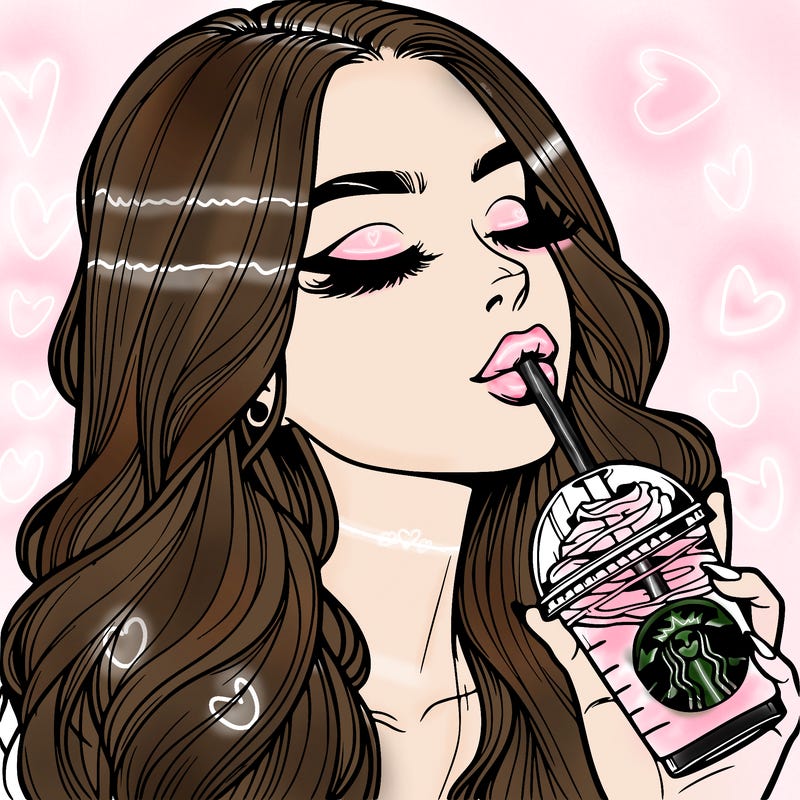 realistic girl drinking starbucks