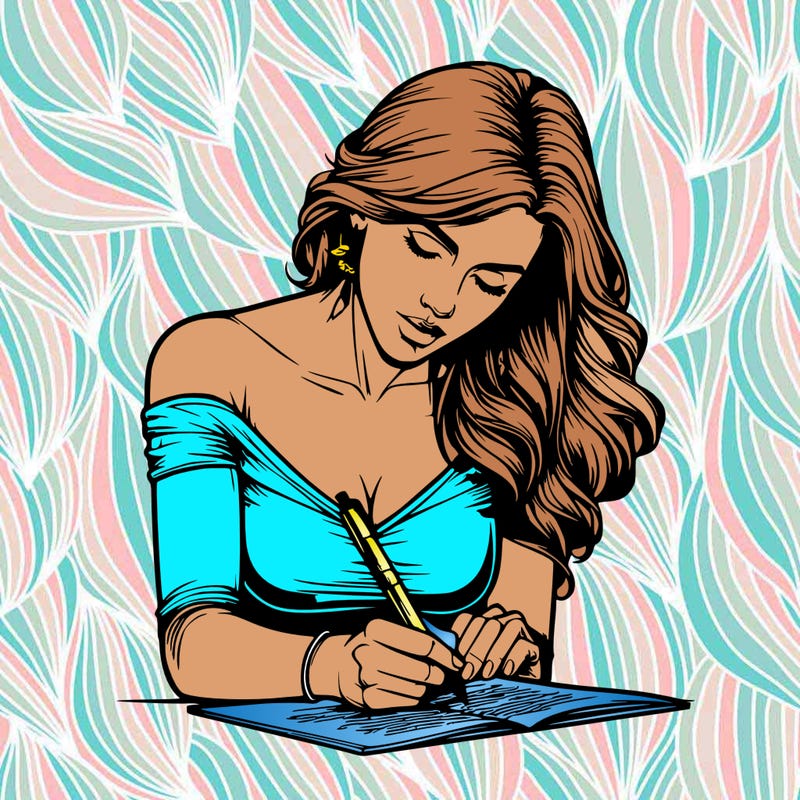 realistic female writing poetry