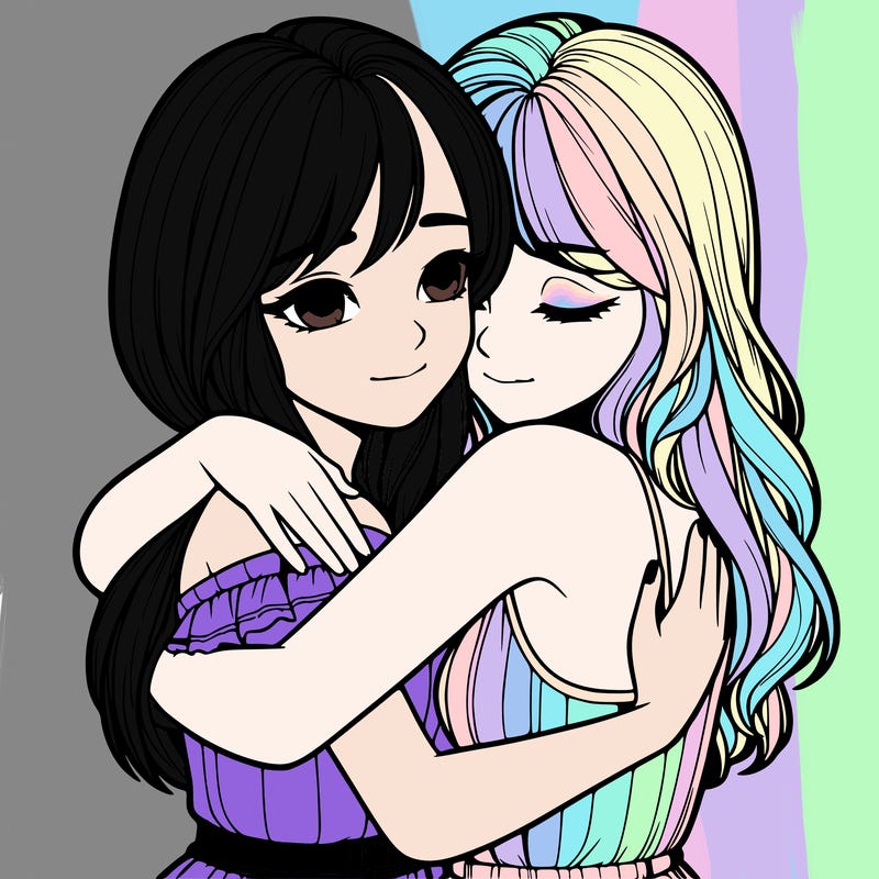 realistic girls hugging