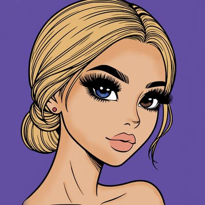 realistic girl with lashes