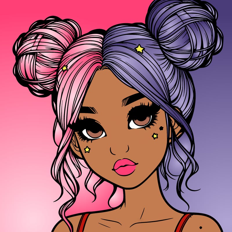 realistic girl with space buns