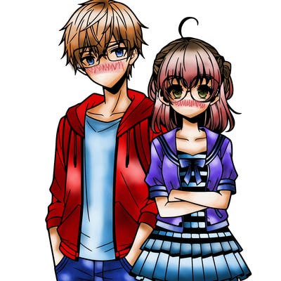 anime teen girl and boy