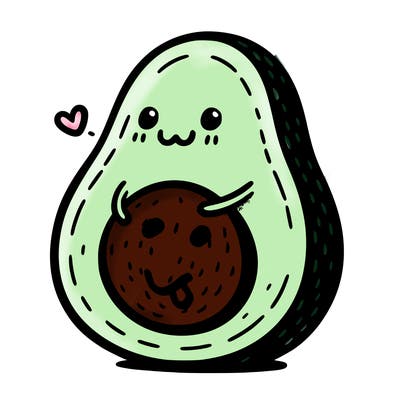 an avocado hugging an avocado