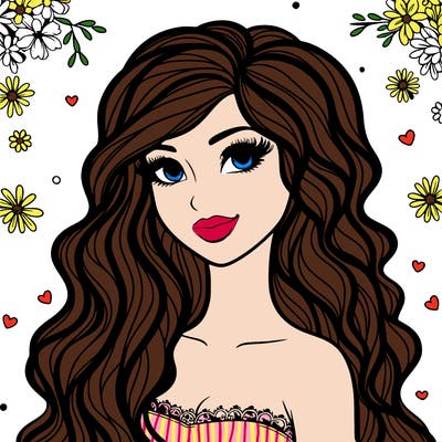 pretty woman with long wavy hair