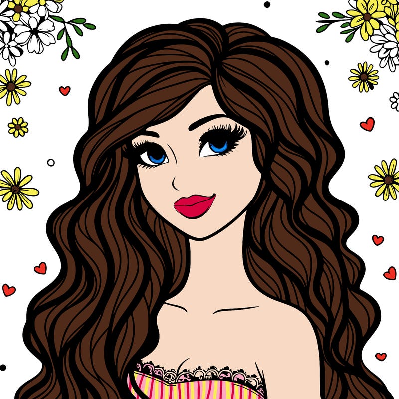 pretty woman with long wavy hair