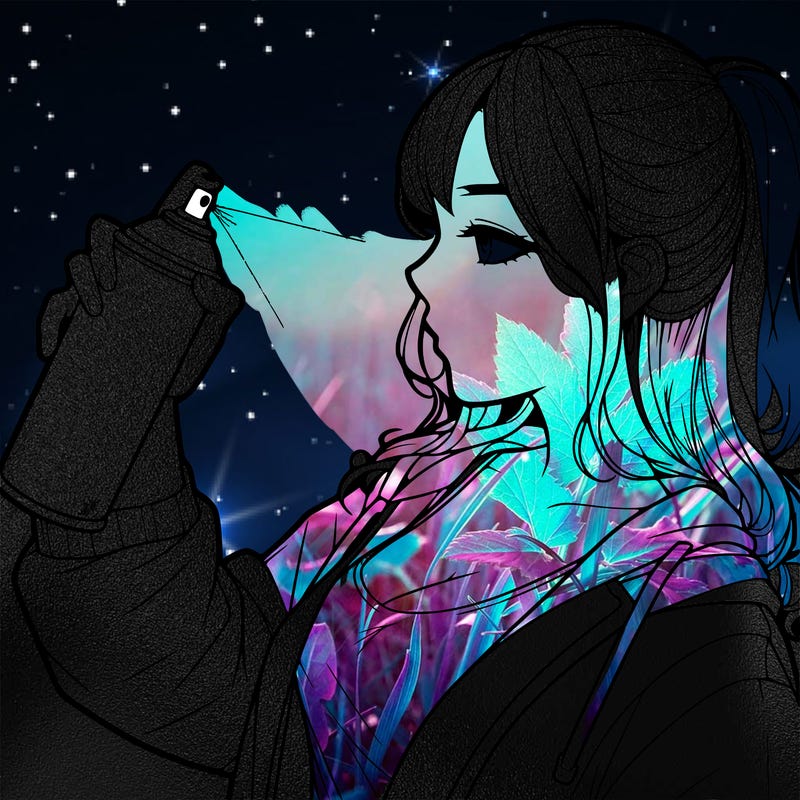 a realistic girl spray, painting