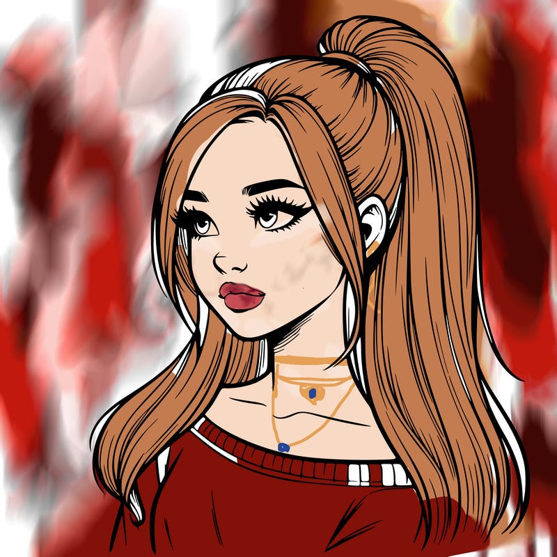 realistic girl with a high ponytail