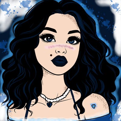 realistic girl with wavy hair and lips