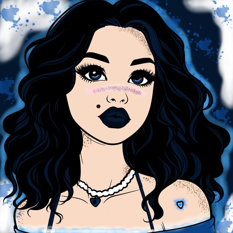 realistic girl with wavy hair and lips