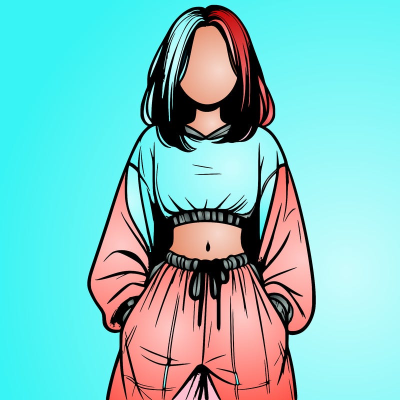 realistic girl faceless with baggy pants and a crop top