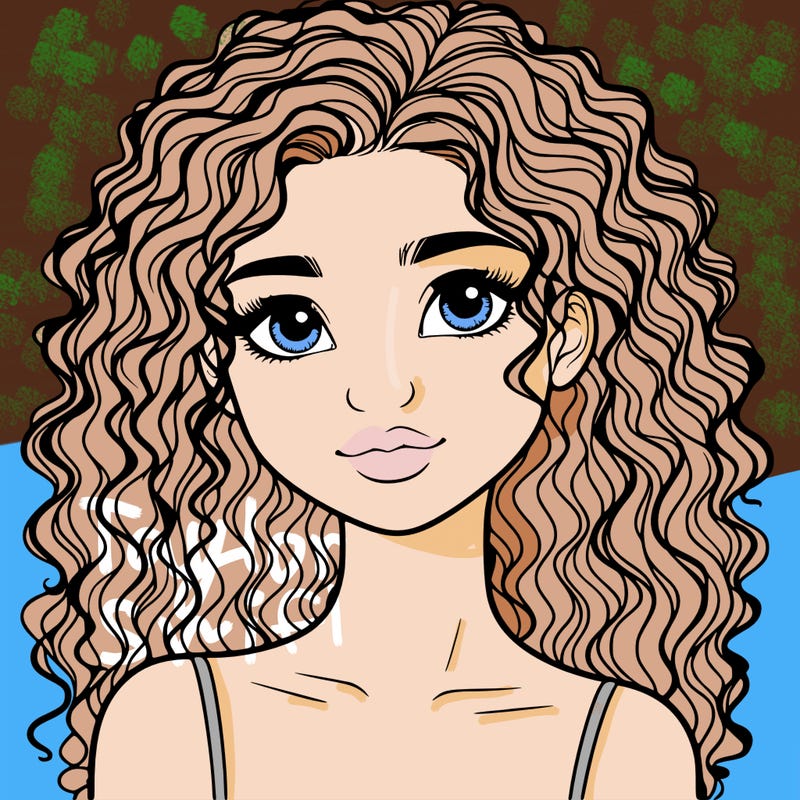 realistic girl with curly hair