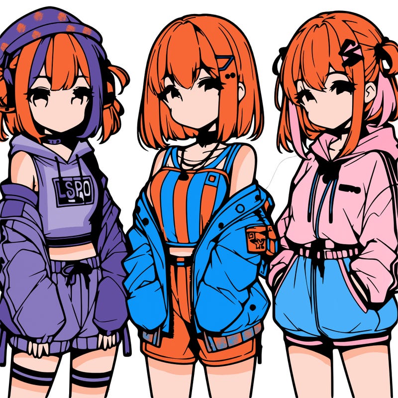 anime girls in streetwear outfits