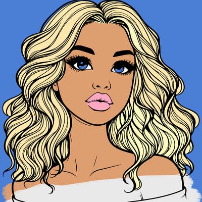 realistic girl with wavy hair and lips