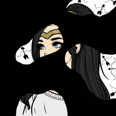 realistic girl with a high ponytail