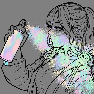 a realistic girl spray, painting