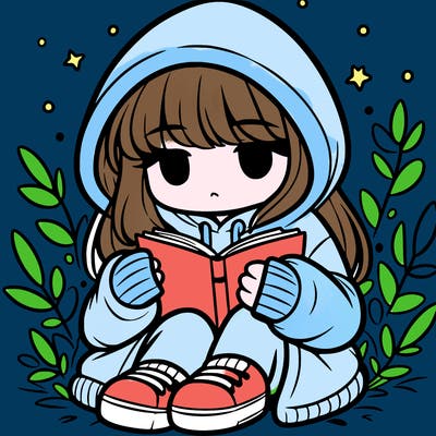 girl in oversized hoodie reading a book