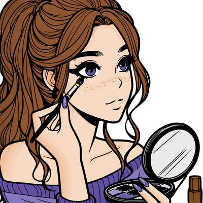 a realistic girl doing her makeup