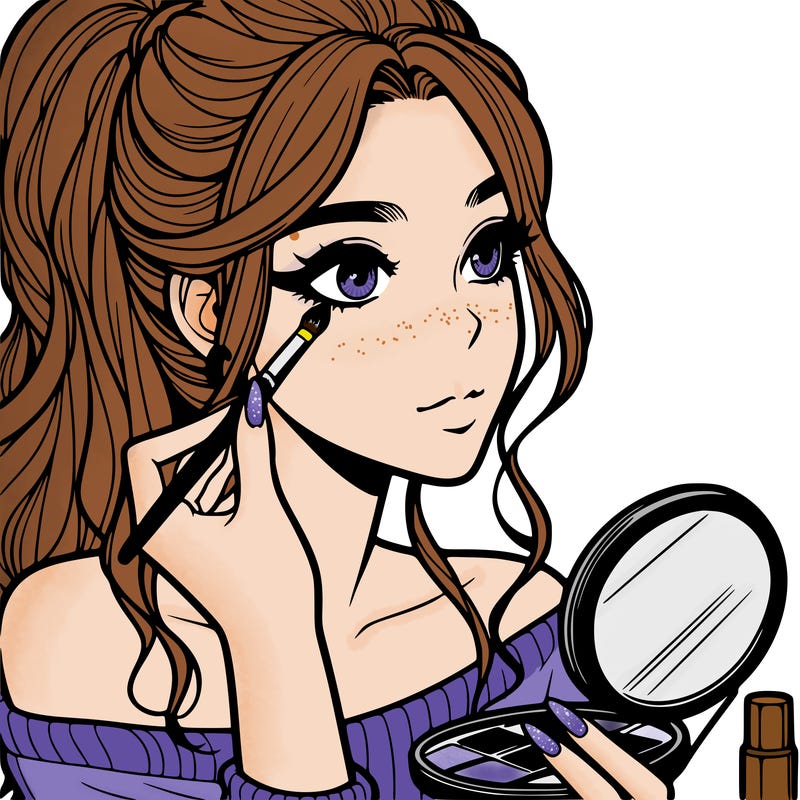 a realistic girl doing her makeup