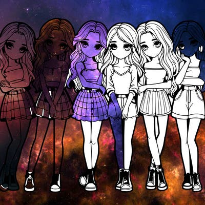 a group of girls realistic