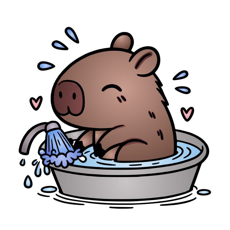 capybara taking a bath