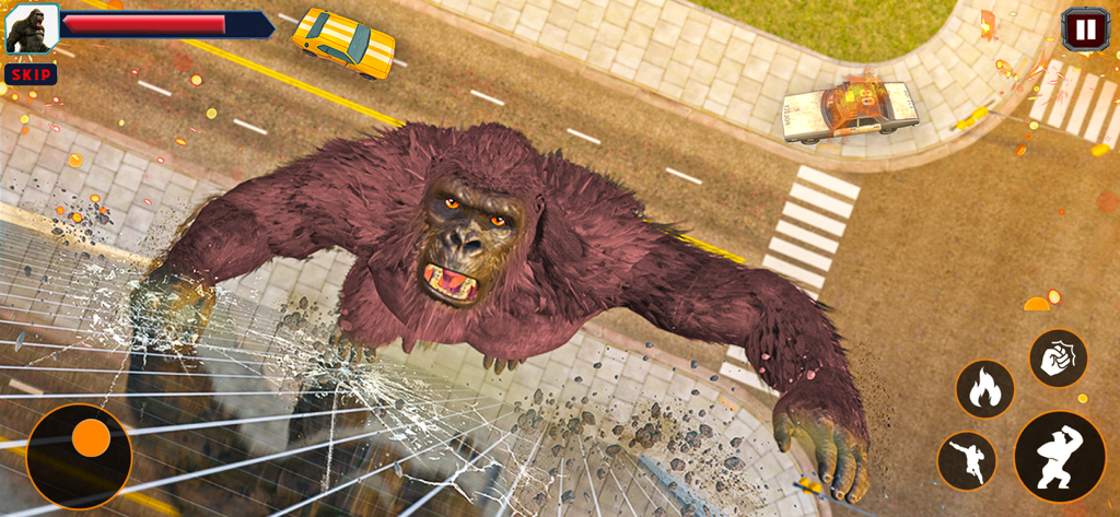 Monster™ King Kong vs Godzilla - Un mostro gorilla gigante distrugge un grattacielo di vetro in una battaglia urbana.