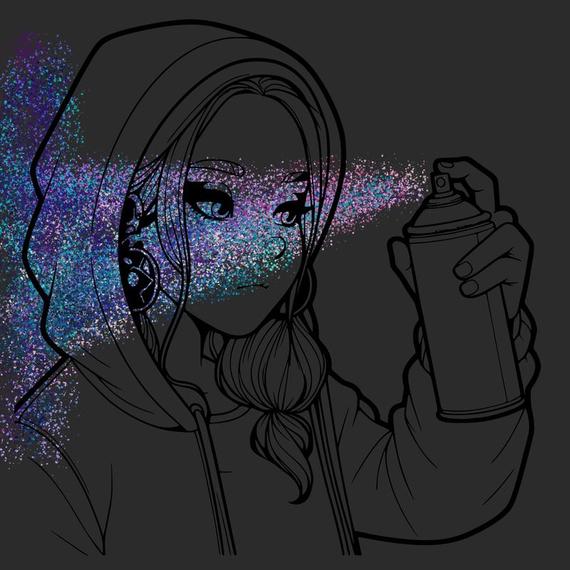 a realistic girl, spray painting
